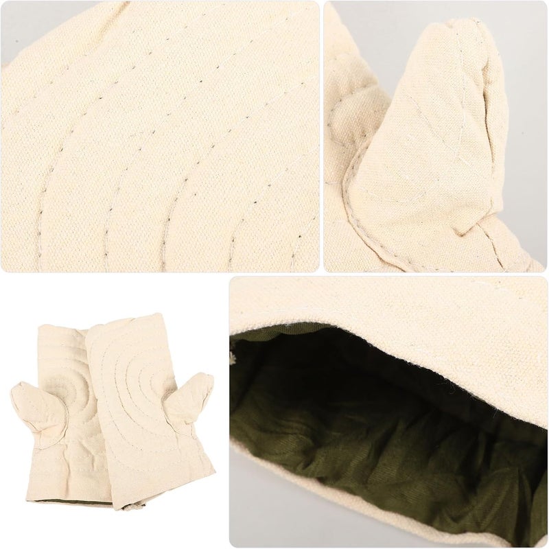 HEALSOPTHY Heat-Resistant Kiln Gloves Cotton Cloth Mittens for Pottery Clay Kiln Protection, Insulated Anti-scalding Gloves for Men and Women Crafting and Firing Safety - Image 3