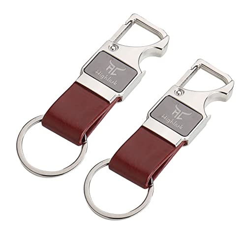 Highlark Heavy Duty Metal Carabiner Keychain with Leather Strap for Men & Women | Premium Belt Clip Key Holder | Secure Spring Lock Key Ring for Car, Bike & Office Keys (Pack of 2) - Image 5