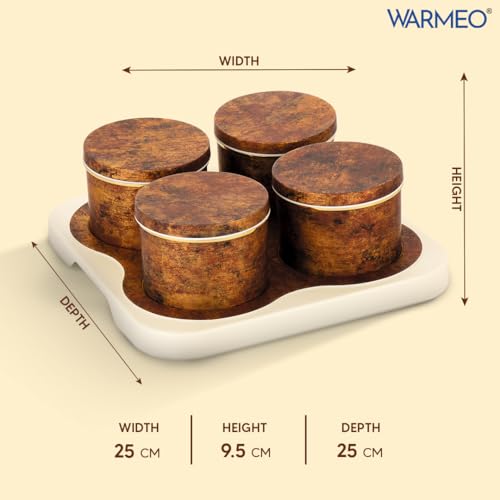 WARMEO FESTIVA Airtight Dry Fruit Container Tray SET of 4pcs (45Oml each),Dry Food Storage Box I Premium Gifting Set I Multi-Purpose Box l Serving Sweets, Chocolates, Candy- Rustic Brown - Image 2