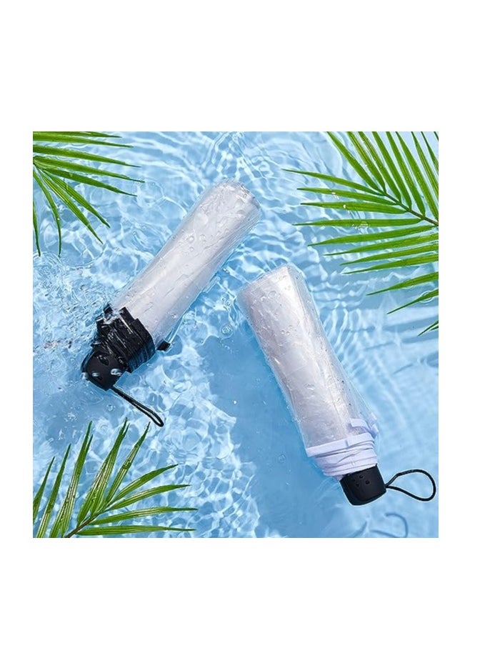 Generic Clear Umbrella Transparent Portable Umbrella Compact Foldable Umbrella Manual Open Close Folding Umbrellas for Wedding Travel Dating 2 Pcs  - Image 4
