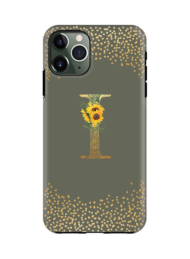 Stylizedd Monogram Tough Series for Apple iPhone 11 Pro Custom Initials Floral Mandala Pattern Tough Pro Dual Layer hybrid PC inner TPU protection Alphabet- I (Olive Green) - Image 1