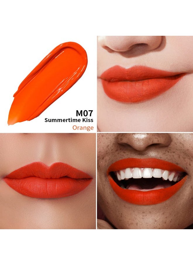 Oulac Oulac Matte Liquid Orange Lipstick for Women, Long Lasting Lipstick Waterproof Lip Stain, No Transfer, Creamy High Pigmented Formula with Rose Oil, Vegan & Cruelty-Free,Orange Red M07  - Image 2
