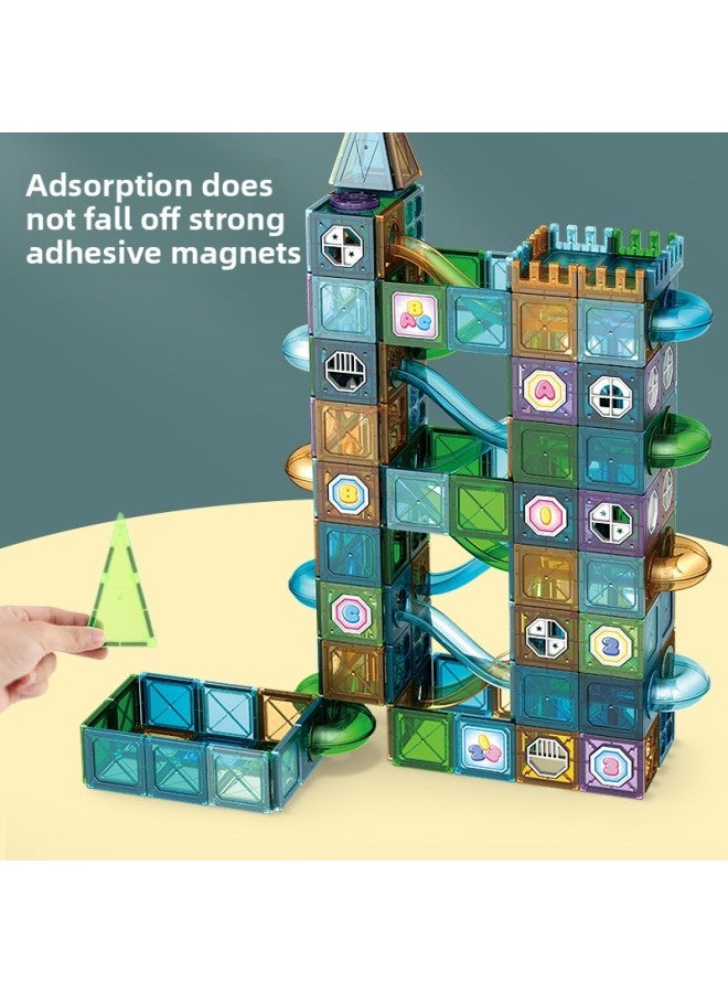 Magnetic Pieces Pipe Ball Pure Magnetic Suction Stone Children's Educational Early Education Slide Diy Assembled Magnetic Building Blocks Toy-Specifications:45PCS  - Image 3