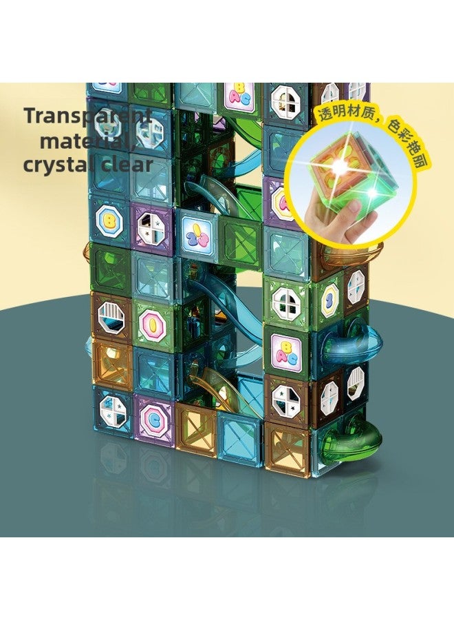 Magnetic Pieces Pipe Ball Pure Magnetic Suction Stone Children's Educational Early Education Slide Diy Assembled Magnetic Building Blocks Toy-Specifications:45PCS  - Image 5