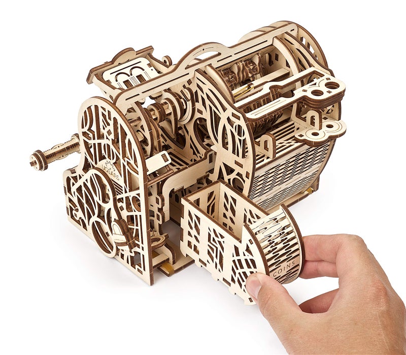 Ugears 3D Puzzles Box - DIY Cash Register with Money Box - Exclusive Wooden Model Kits for Adults to Build - Vintage Wooden Mechanical Models - Self Assembly Woodcraft Construction Kits - Image 4