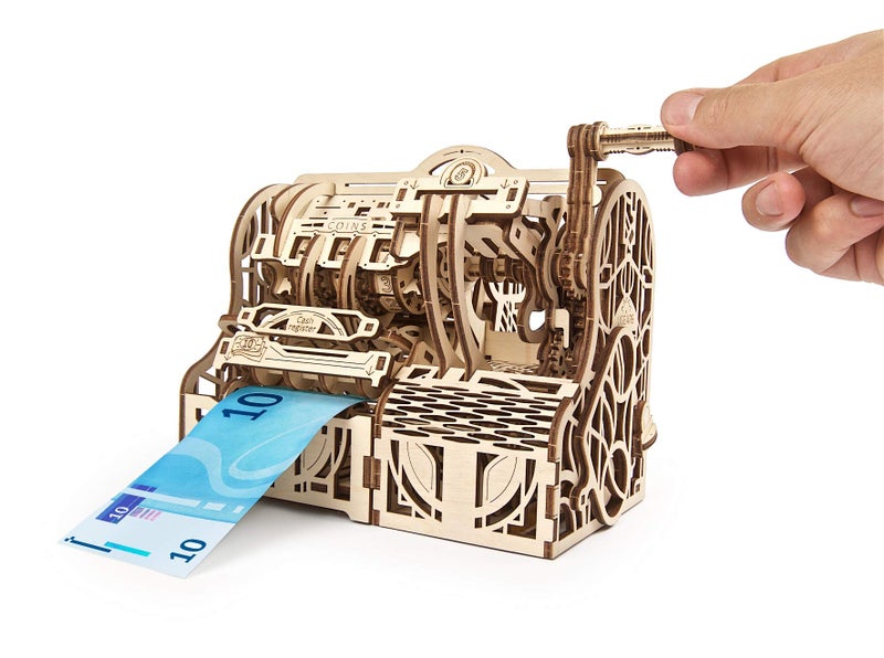 Ugears 3D Puzzles Box - DIY Cash Register with Money Box - Exclusive Wooden Model Kits for Adults to Build - Vintage Wooden Mechanical Models - Self Assembly Woodcraft Construction Kits - Image 3