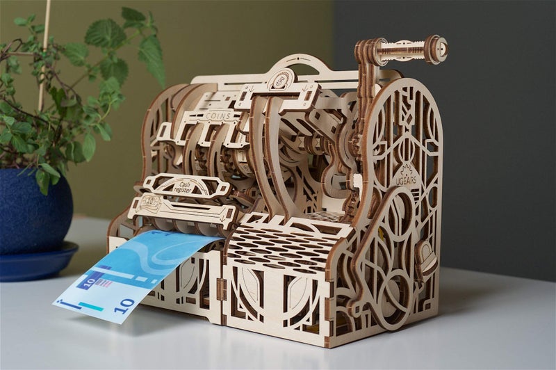 Ugears 3D Puzzles Box - DIY Cash Register with Money Box - Exclusive Wooden Model Kits for Adults to Build - Vintage Wooden Mechanical Models - Self Assembly Woodcraft Construction Kits - Image 5
