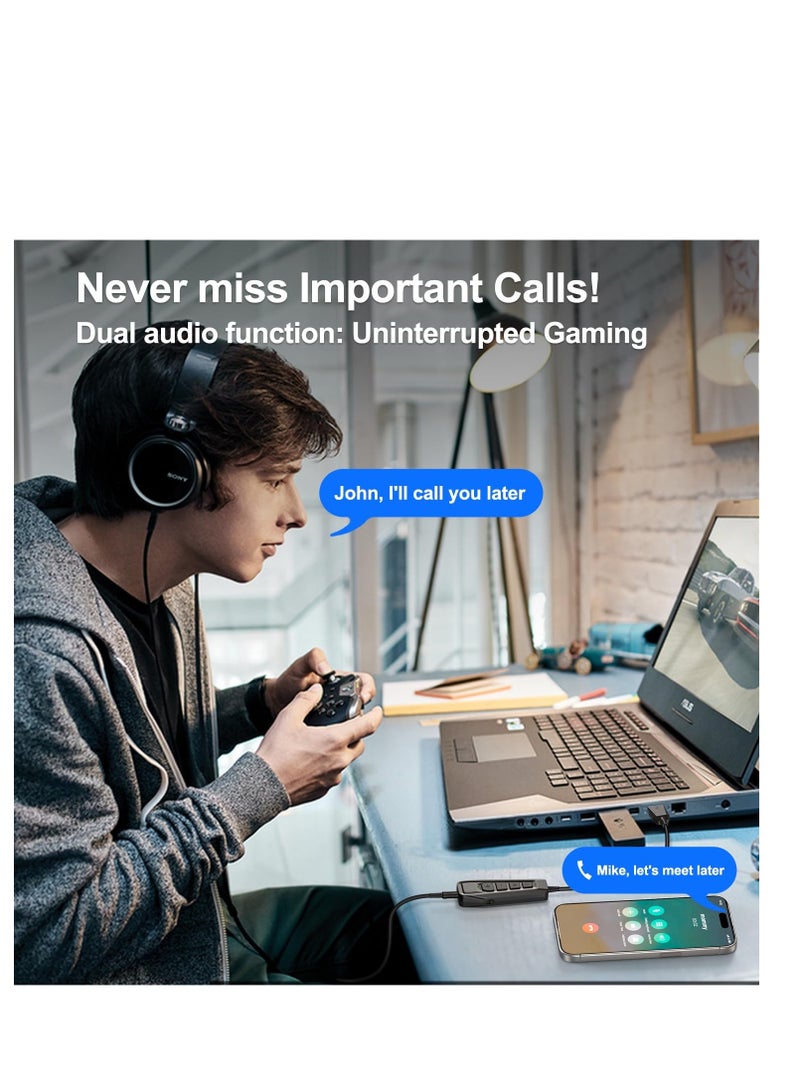 بطاقة صوت خارجية USB للألعاب والدردشة، محول صوت محيطي 7.1 لجهاز الكمبيوتر PS4 نينتندو سويتش، سماعة رأس سلكية متوافقة - Image 4
