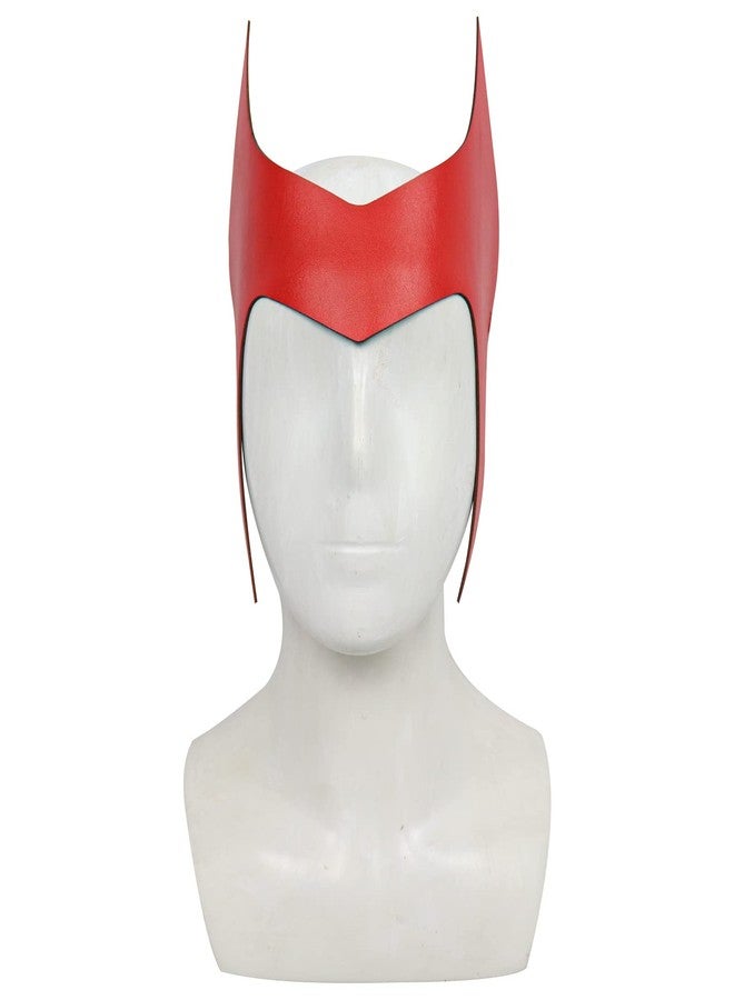Bulex Red Witch Crown Headpiece Cosplay Costumes Mask Crown Prop Halloween Masquerade Vision Leather Headgear(A) - Image 2