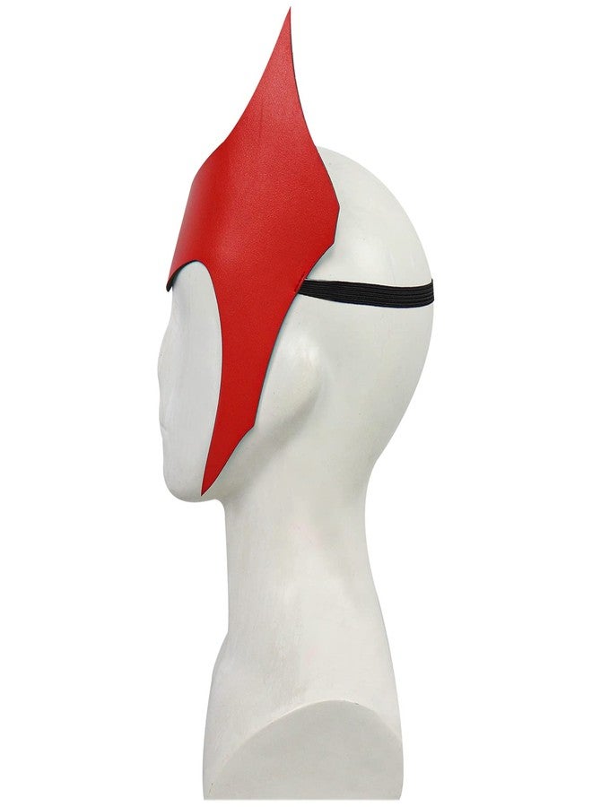 Bulex Red Witch Crown Headpiece Cosplay Costumes Mask Crown Prop Halloween Masquerade Vision Leather Headgear(A) - Image 5