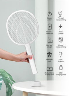 ماركة غير محددة مضرب كهربائي قاتل ناموس البعوض و الحشرات القابل لإعادة الشحن  مع حامل بمنفذ USB مع اضاءة LED  - Image 3