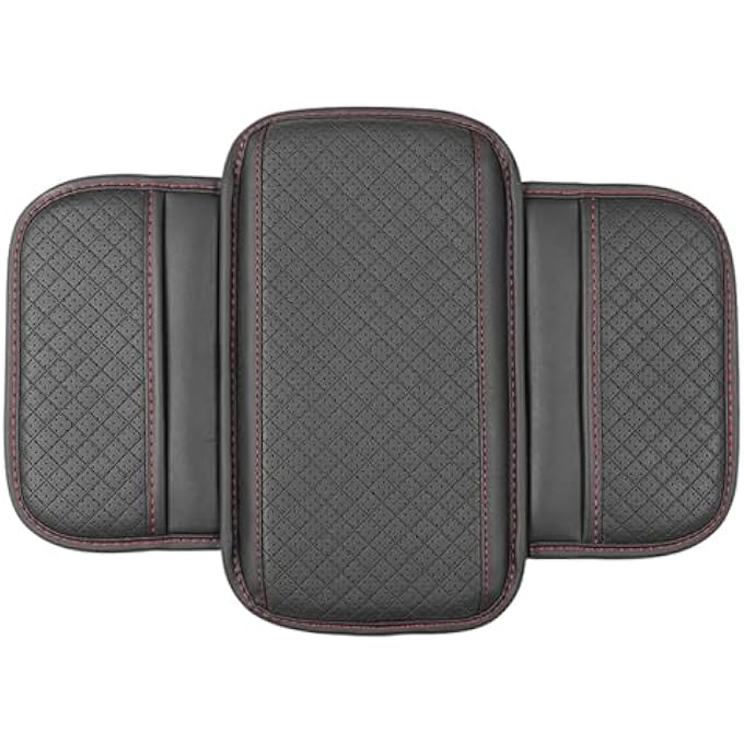 Car Center Console Cover Leather Vehicle Armrest Cushion With 2 Storage Bags Automotive Interior Arm Rest Seat Box Pad Accessories Universal For Suv Sedan Truck Black - Image 1