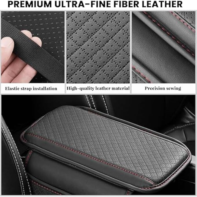 Car Center Console Cover Leather Vehicle Armrest Cushion With 2 Storage Bags Automotive Interior Arm Rest Seat Box Pad Accessories Universal For Suv Sedan Truck Black - Image 5