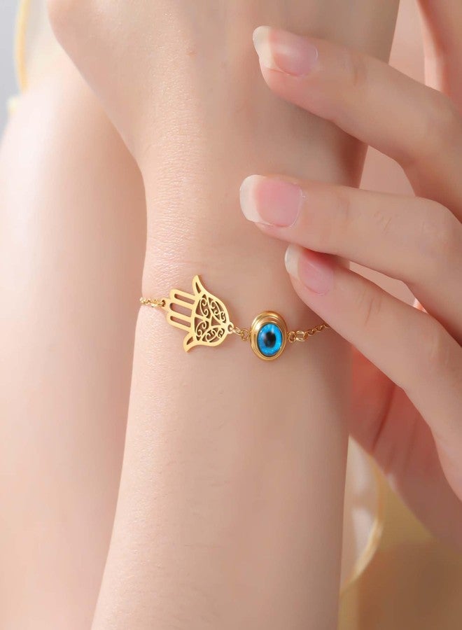 EUEAVAN Hamsa Hand of Fatima Bracelet Adjustable Beaded Handmade Braided Rope Lucky Red String Couple Bracelet Kabbalah Fatima Hand Amulet Jewelry Gift for Women Men (Hamsa Evil Eye gold) - Image 2