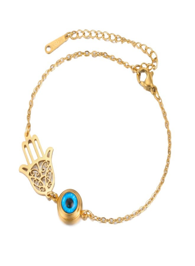 EUEAVAN Hamsa Hand of Fatima Bracelet Adjustable Beaded Handmade Braided Rope Lucky Red String Couple Bracelet Kabbalah Fatima Hand Amulet Jewelry Gift for Women Men (Hamsa Evil Eye gold) - Image 1