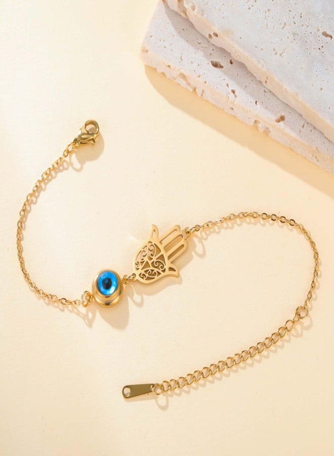 EUEAVAN Hamsa Hand of Fatima Bracelet Adjustable Beaded Handmade Braided Rope Lucky Red String Couple Bracelet Kabbalah Fatima Hand Amulet Jewelry Gift for Women Men (Hamsa Evil Eye gold) - Image 4