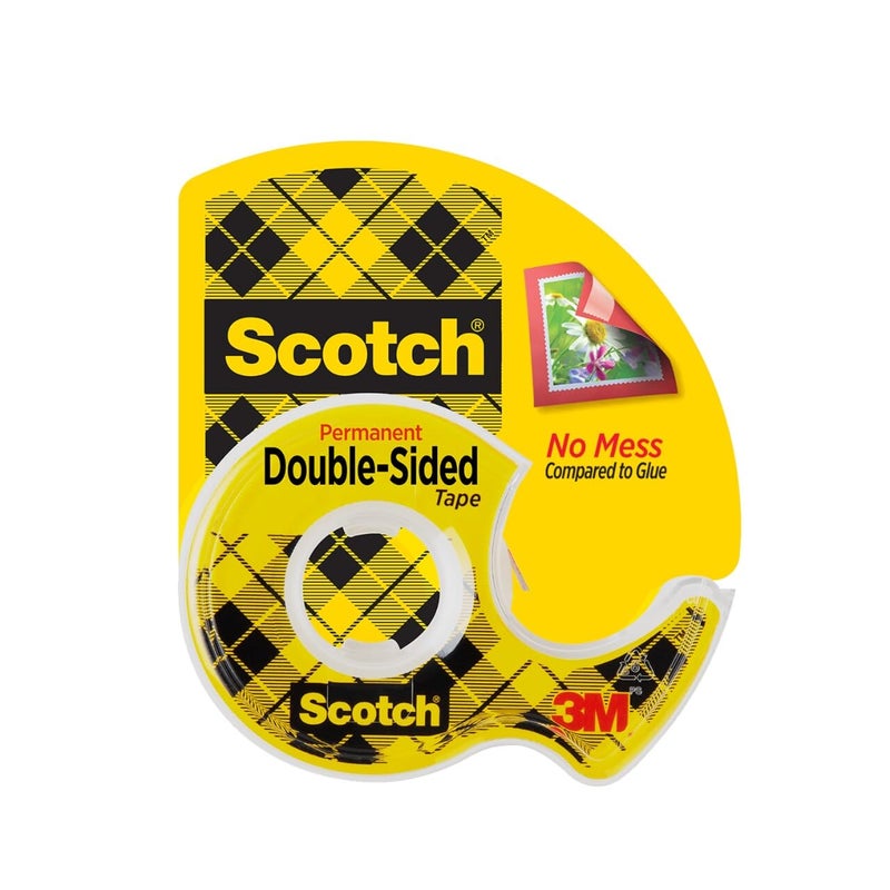 Scotch Double Sided Tape on a Dispenser, 1/2 x 250 in (2.7mm x 6.3m), Permanent Adhesive - Image 1