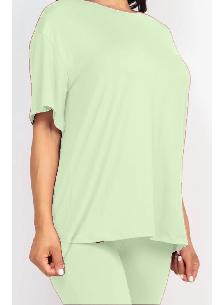 Oversized T-Shirt with Fitted Leggings Set for Women  - Image 3