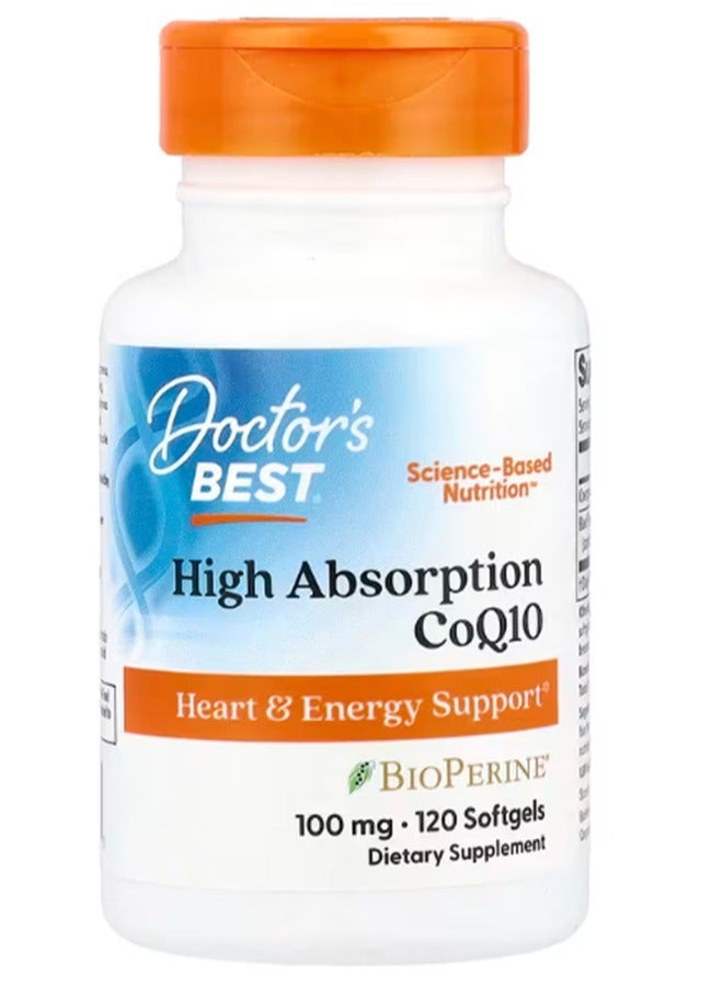 Doctor's BEST Doctor's Best High Absorption CoQ10 with BioPerine® 100 mg 120 Softgels - Image 1
