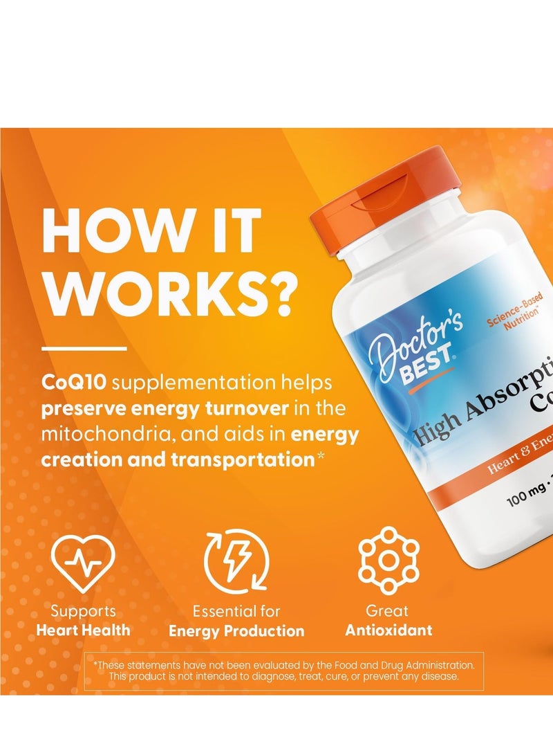 Doctor's BEST Doctor's Best High Absorption CoQ10 with BioPerine® 100 mg 120 Softgels - Image 4