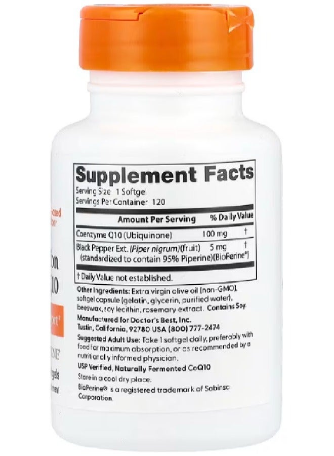 Doctor's BEST Doctor's Best High Absorption CoQ10 with BioPerine® 100 mg 120 Softgels - Image 5
