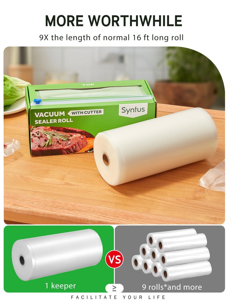 Syntus 11" x 150' Food Vacuum Seal Roll Keeper with Cutter Dispenser, Commercial Grade Vacuum Sealer Bag Rolls, BPA Free Food Vac Bags, Ideal for Storage, Meal Prep and Sous Vide - Image 3