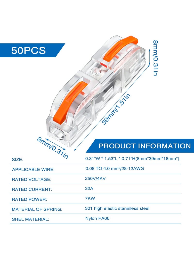 SYOSI 50 Pcs Lever Wire Connector Kit, Compact Single Wire Connectors Assortment, Suitable for 28-12 AWG - Image 3