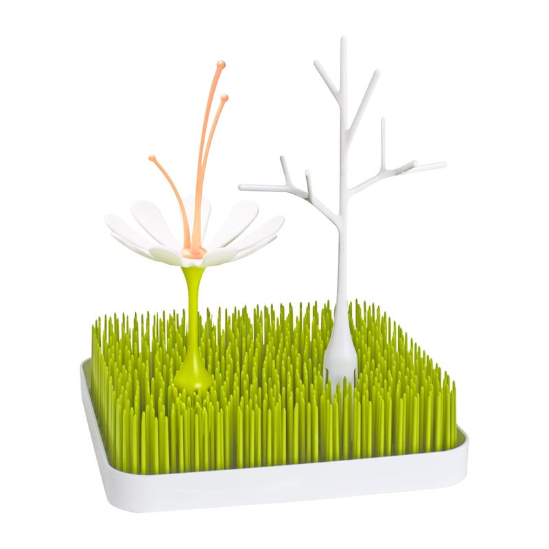 Boon Grass Countertop Drying Rack Bundle - Includes Grass, Stem, and Twig - Capacity for 4 Baby Bottles and Baby Accessories - Baby Bottle-Feeding Supplies - 9.5 x 9.5 x 3 - Image 1