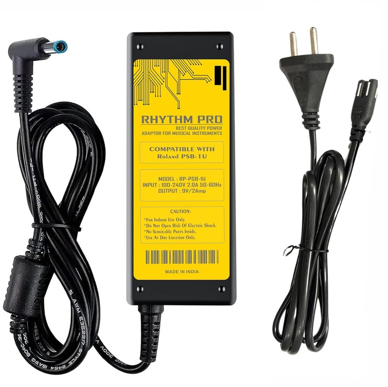 RHYTHM PRO محول متوافق مع محول الطاقة Roland ‎BK-5 Heavy Duty PSB-1U (9 فولت/2 أمبير) مزود بكيبل طاقة، صنع في الهند. - Image 1