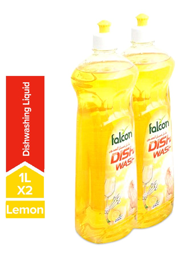Falcon Pack Of 2 Lemon Dishwash Liquid Yellow 1Liters - Image 1