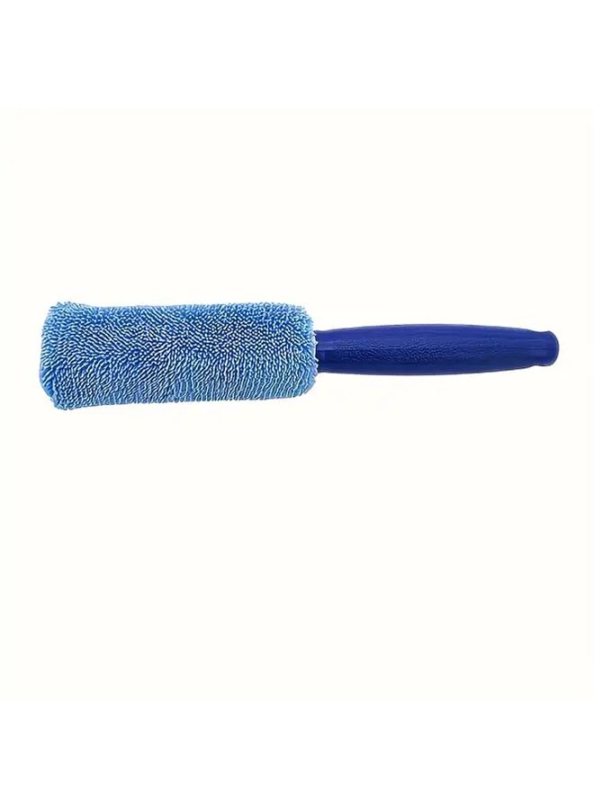Gray Portable Tire Brush with Plastic Handle for Car Wheel Cleaning Durable Efficient Ergonomic - Image 4