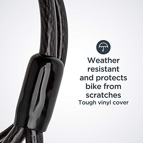 SCHWINN قفل دراجة شوان U مع كابل، 4 قدم × 10 مم كابل، أسود، قفل فولاذي مطلي بالفينيل، حامل للتخزين والنقل، حماية ضد السرقة، قفل دراجة للأمان - Image 4