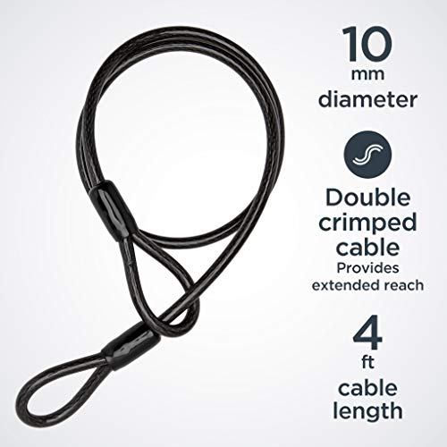 SCHWINN قفل دراجة شوان U مع كابل، 4 قدم × 10 مم كابل، أسود، قفل فولاذي مطلي بالفينيل، حامل للتخزين والنقل، حماية ضد السرقة، قفل دراجة للأمان - Image 2