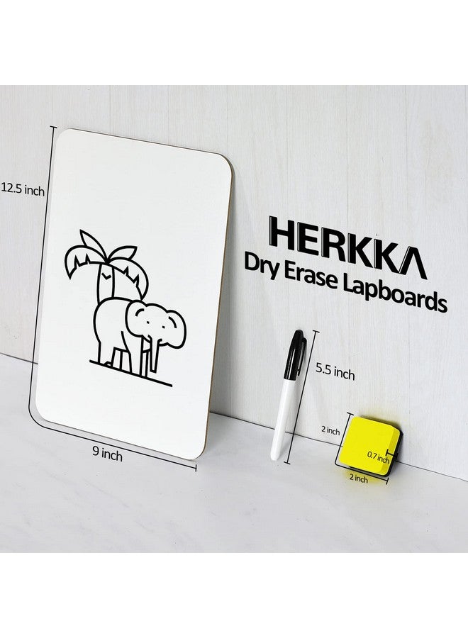HERKKA Ase Lapboards, Herkka 8 Pack Double Sided Dry Erase Lap Boards 9 X 12.5 Inch, 8 Markers, 8 Erasers, Small Dry Erase Boards For Classroom Supplies - Image 1