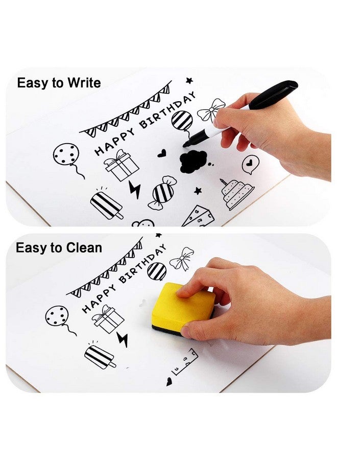 HERKKA Ase Lapboards, Herkka 8 Pack Double Sided Dry Erase Lap Boards 9 X 12.5 Inch, 8 Markers, 8 Erasers, Small Dry Erase Boards For Classroom Supplies - Image 3