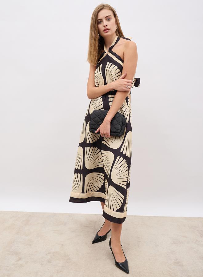 Styli Halterneck Printed Midi Dress - Image 1