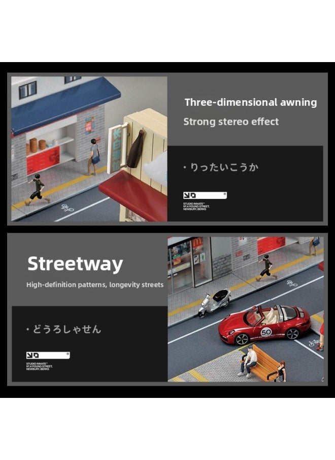 1:64 Miniature Scene Model Simulation Tofu Shop Street Photography Props Ornaments Three-dimensional Assembly DIY-Color:1:64 Japanese Style Ramen Store Chevron Board With Light Scene