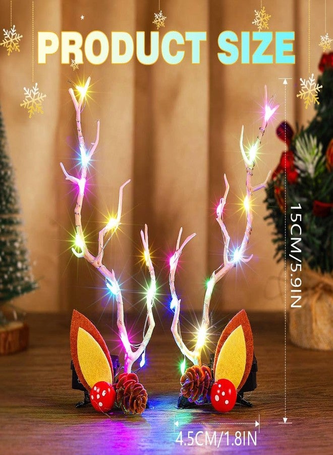 Jeairts Light Up Christmas Hair Clips Glowing Reindeer Antlers Headpiece Hair Barrettes Led Xmas Hair Accessories for Women - Image 3
