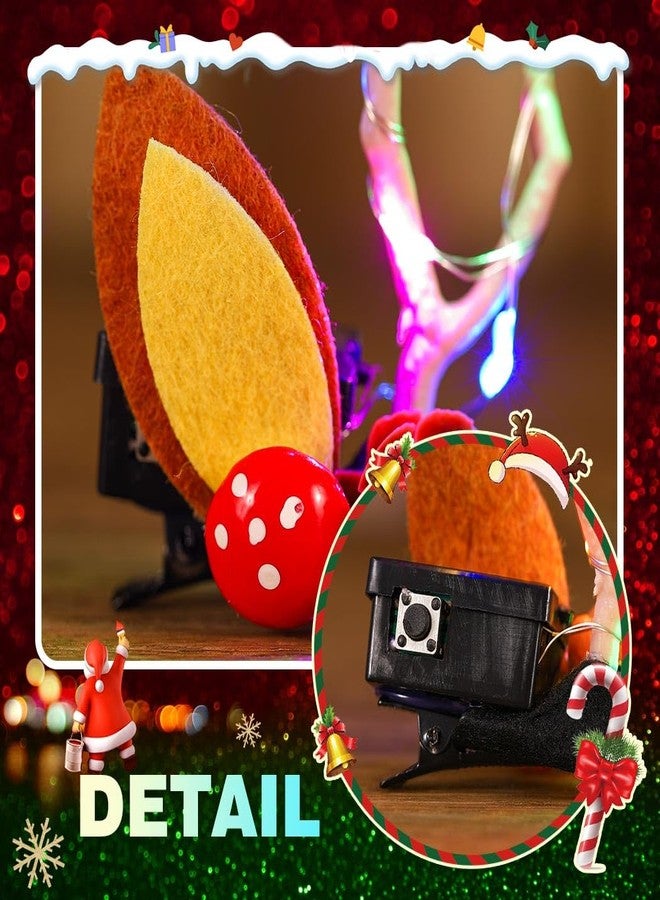 Jeairts Light Up Christmas Hair Clips Glowing Reindeer Antlers Headpiece Hair Barrettes Led Xmas Hair Accessories for Women - Image 5