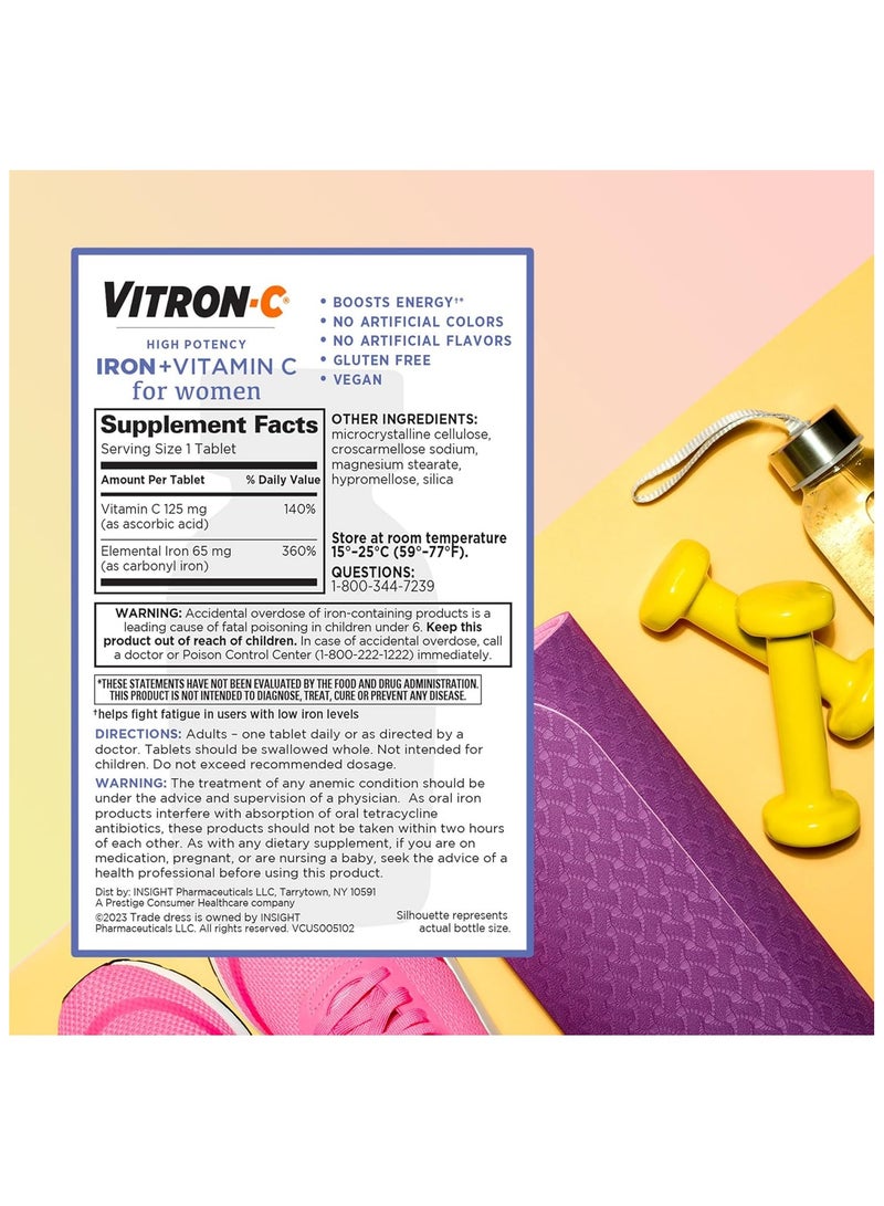 Vitron-C High Potency Iron+ Vitamin C For Women 60 Capsules - Image 3