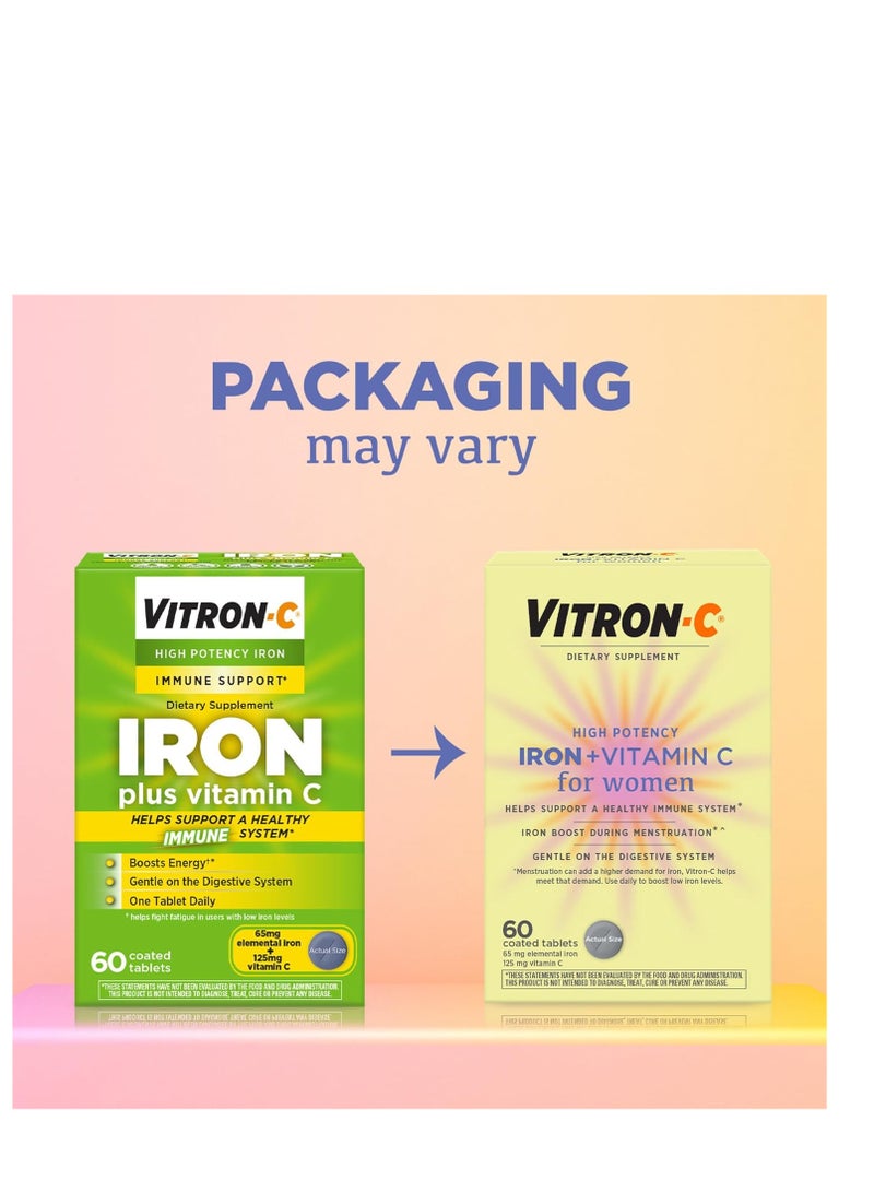 Vitron-C High Potency Iron+ Vitamin C For Women 60 Capsules - Image 2