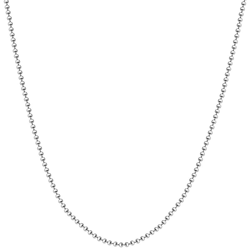 Savlano 925 Sterling Silver Italian Solid Bead Ball Dog Tag Chain Necklace Comes With Gift Box for Women & Men - Made in Italy (17, 2.0mm) - Image 1