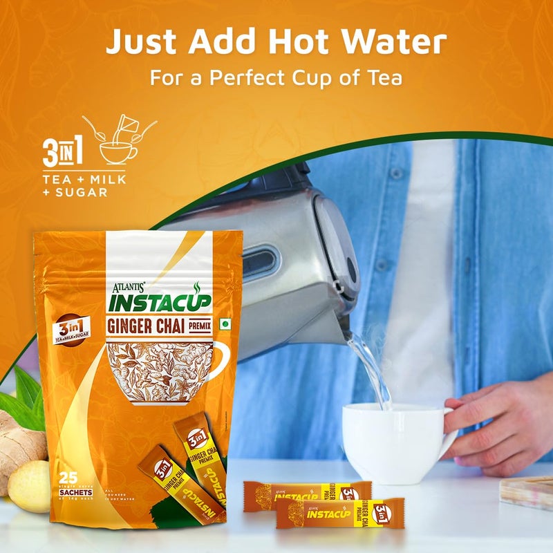 ATLANTIS Instacup Ginger Tea Premix, Pack of 2, 50 Sachets, Instant Tea, Just add hot water - Image 4