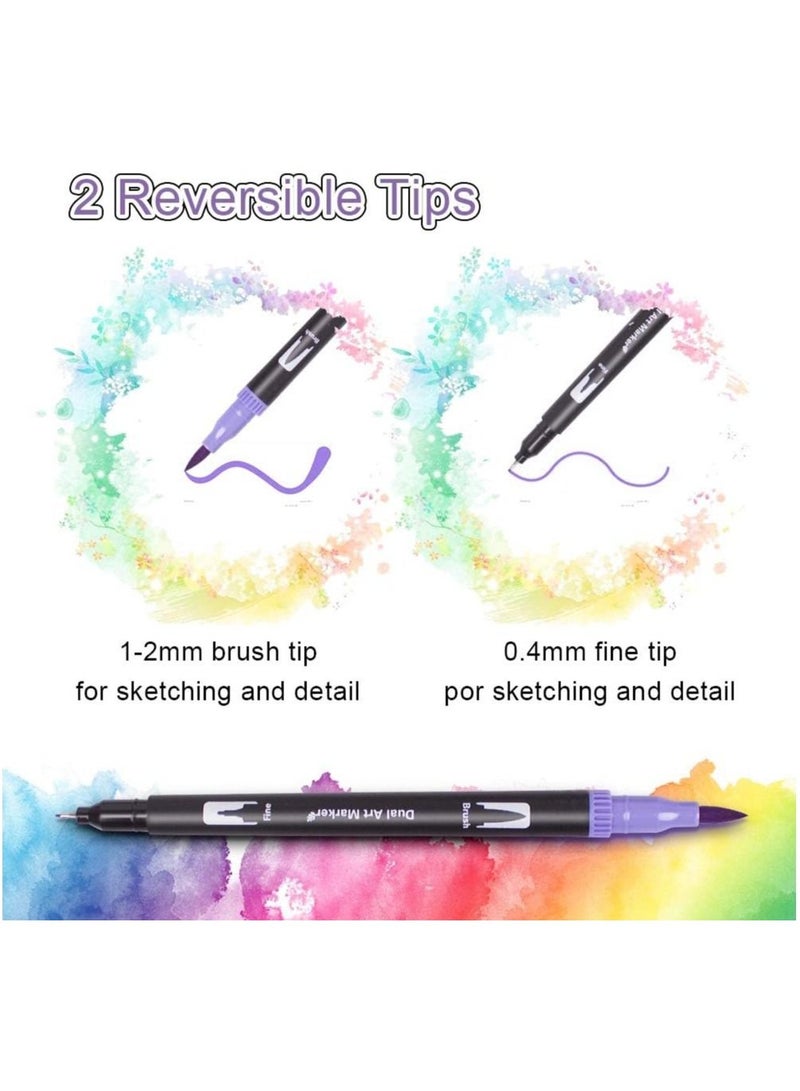 BP Watercolour Brush Fine Tip Colouring Pens - 100 Colours - Image 3