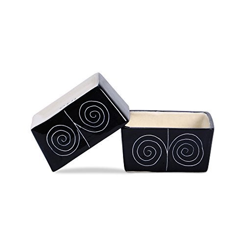 Caffeine Ceramic StonewearHandmade Black Doodle Dip and Sauce (Set of 6, 40 ml) (Microwave & Dishwasher Safe) - Image 2