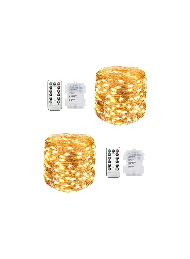 The Bros Fairy Lights 2Pack, 32.8FT 100LED string Lights Battery（Not included） Operated with Remote Control, Warm，8 Modes, Timing & Dimmable for Christmas Bedroom Indoor Outdoor Decor  - Image 2