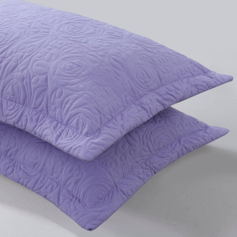 MarCielo MarCielo 2-Piece Embroidered Pillow Shams  Decorative Microfiber Pillow Shams Set (Lavender  King)  - Image 4