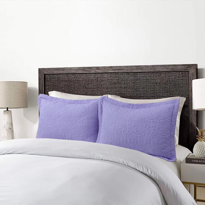 MarCielo MarCielo 2-Piece Embroidered Pillow Shams  Decorative Microfiber Pillow Shams Set (Lavender  King)  - Image 2