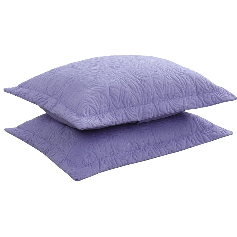 MarCielo MarCielo 2-Piece Embroidered Pillow Shams  Decorative Microfiber Pillow Shams Set (Lavender  King)  - Image 1