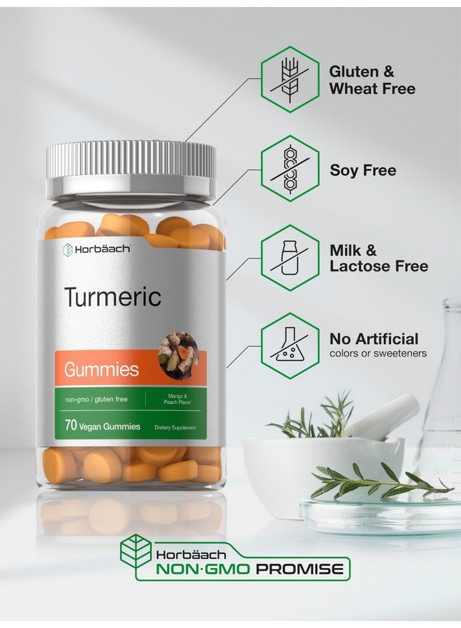 Horbäach Turmeric Gummies | 70 Count | Mango & Peach Flavor | Turmeric Curcumin with Ginger | Vegan Non-GMO & Gluten Free Supplement - Image 5